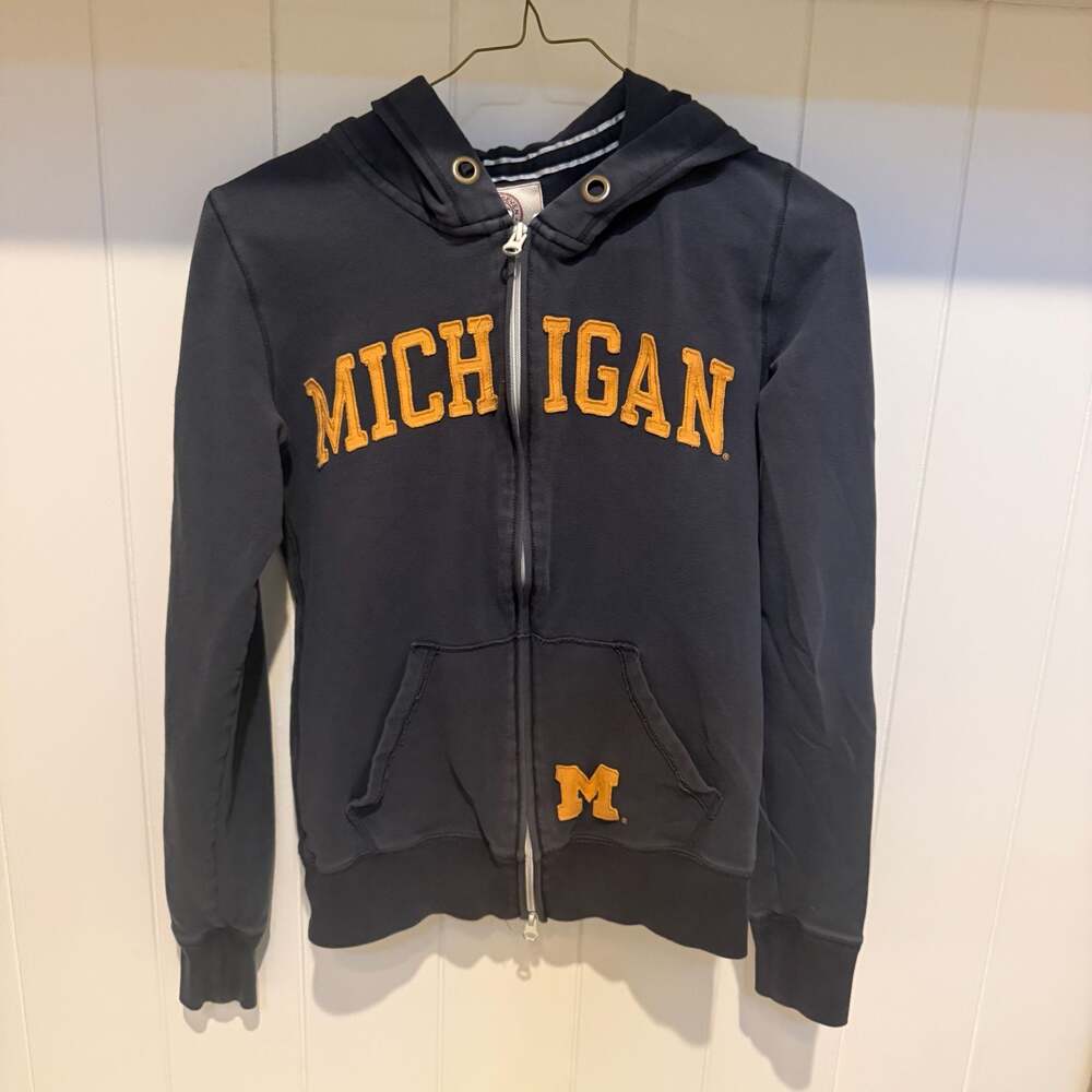 '47 Brand Michigan Wolverines Full Zip Hoodie Sweatshirt Navy Blue Small